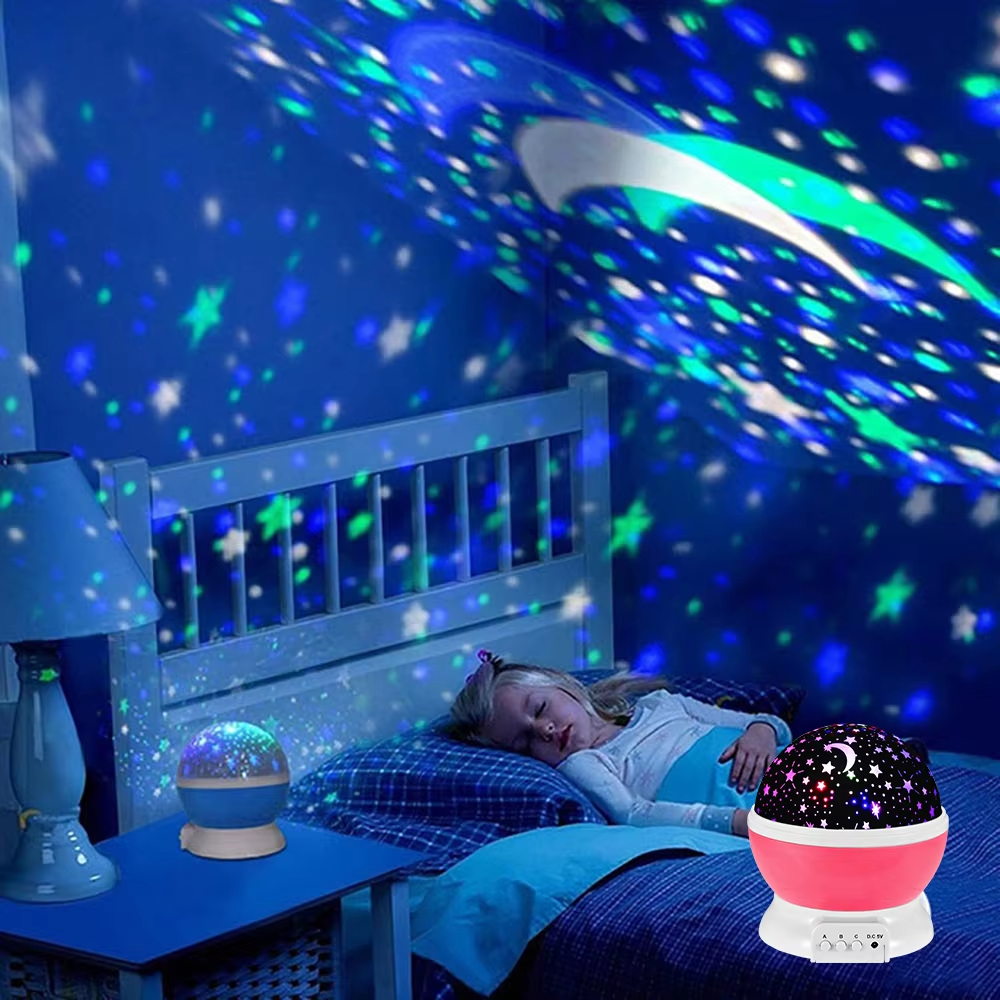 Nattlampe projektor stjernehimmel nattlys projektor babylampe dekor roterende stjernehimmel barnehage måne galakse projektor bordlampe