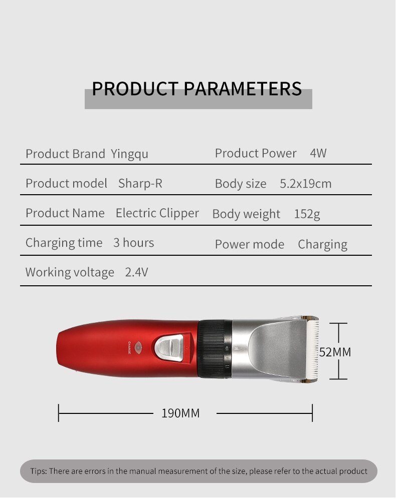 Rechargeable Hair Clipper Special Ceramic Cutter Head Electric Mute Clipper