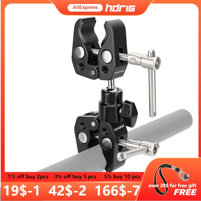 Hdrig doppel-super-krabben-greiferklemmen mit verstellbarem 1/4 -20 -kugelkopf-halterungsadapter für fotogeräte (universell einsetzbar)