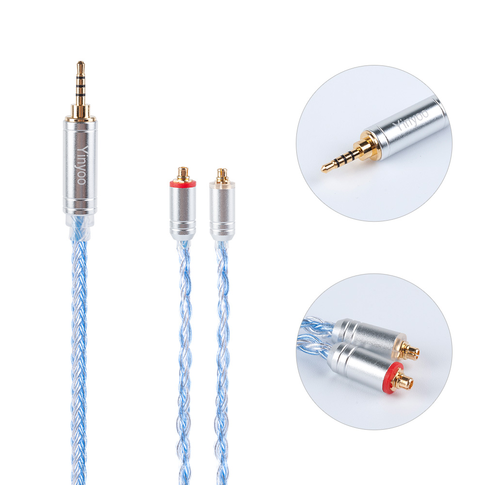 Cavo Auricolari Yinyoo 16 Fili Argentati - 2.5/3.5/4.4MM - Connettori MMCX/2PIN/QDC - per BLON KZ ASX: MMCX 2.5