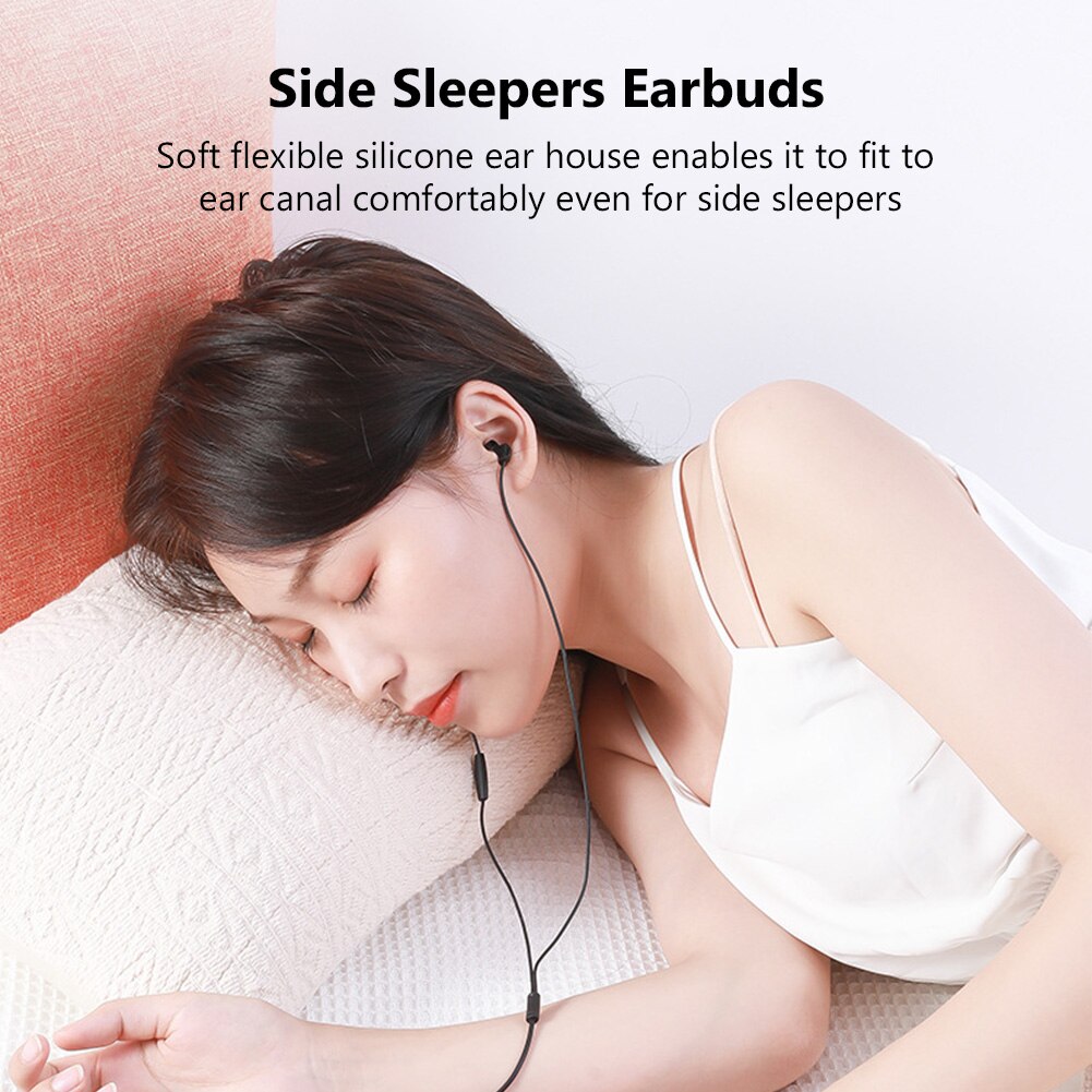 Ultra Soft Sleeping Earbuds Headphones Silicone Earplugs Noise Cancelling Wired Earphones with Mic For ASMR Insomnia Air Travel