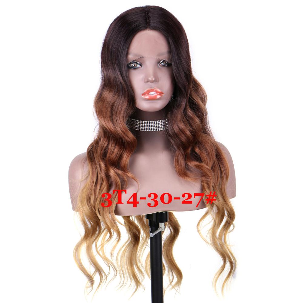 Perruque Lace Front Wig à raie centrale Swiss Lace, 24 pouces, synthétiques WonderLady, cheveux Ombre en Fiber de haute température: 3T4-30-27