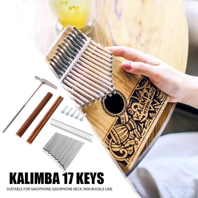 17 Keys Kalimba DIY Keys+Bridge+Tuning Hammer Kit Thumb Piano Accessories