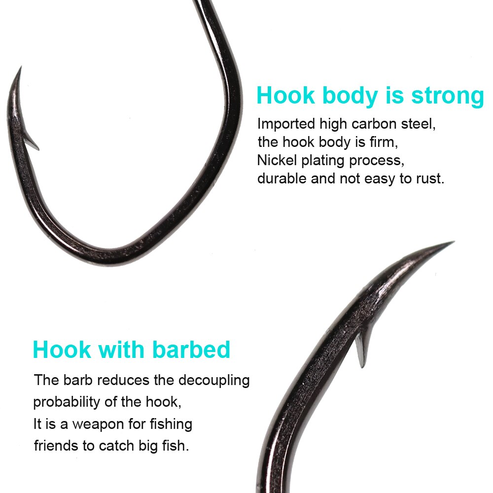 JIGEECARP 20pcs Barbed Catfish Fishing Hooks High Carbon Steel Catfish Hook 3/0 2/0 1/0 6 8 V Sharp Hook Fishing Tackle