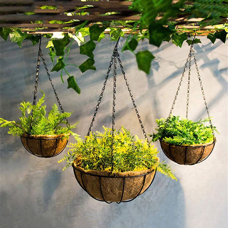 Hangmand voor planten, tuinbloempot met ketting, plantenbak, balkondecoratie, 2 stuks , -8 inch