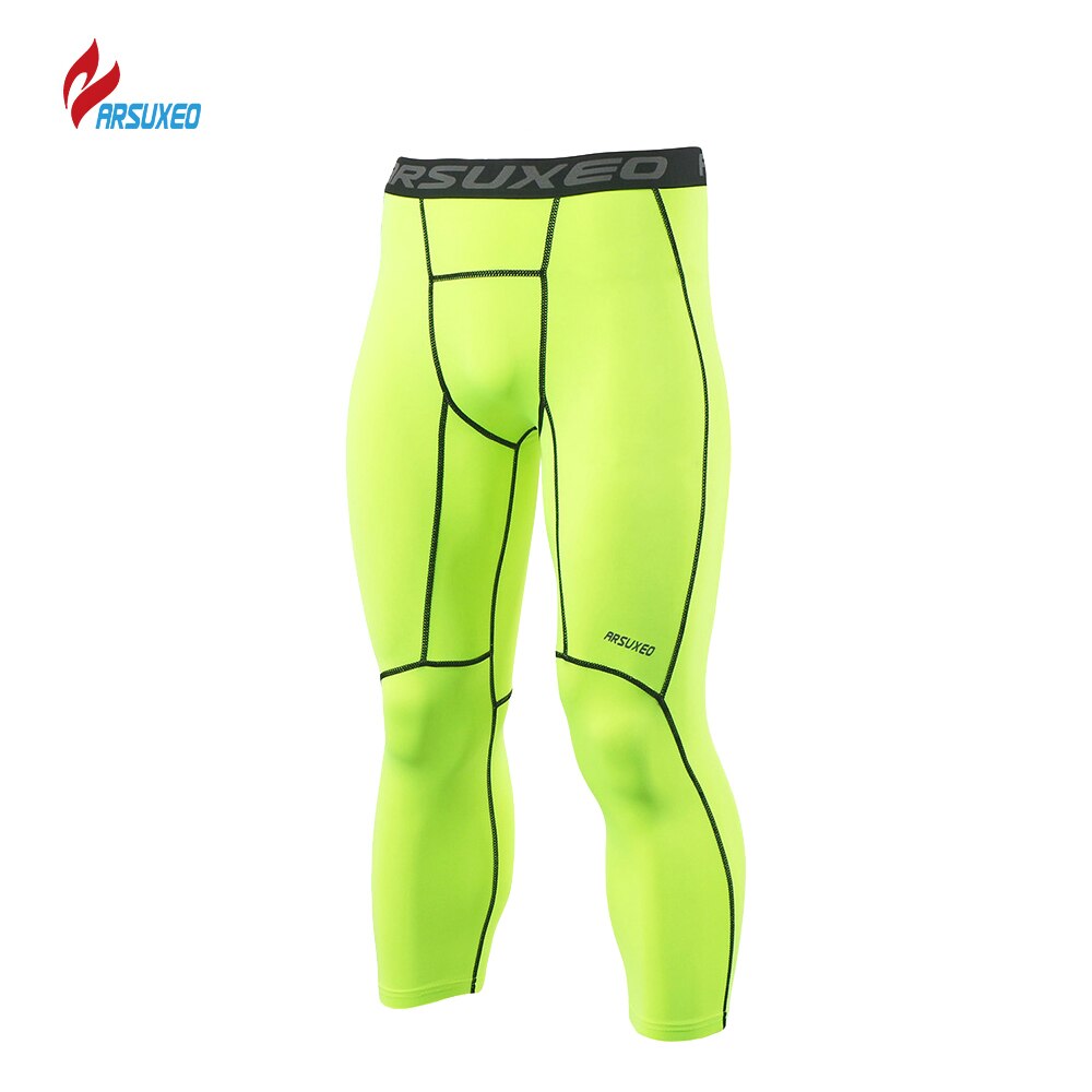 ARSUXEO Men's 3/4 Compression Tights - Running, Fitness, Training Activewear