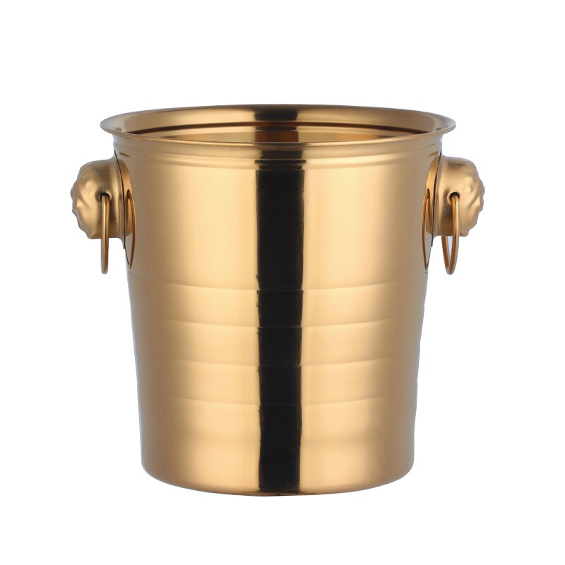 Stainless Steel Ice Bucket Gold Ice Holder Container With Scoops Whiskey Beer Ice Chiller Cooler Bar Tool For Party: C