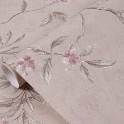 1M Bloemen Behang Vintage Amerikaanse Stijl Luxe Niet-geweven Reliëf Behang Voor Diy Slaapkamer Woonkamer Decor: Khaki