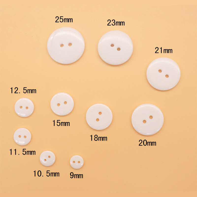 9--25mm Two Holes White Small Buttons Suit Pad Button Bread Round Resin Sewing Buttons Diy Scrapbooking