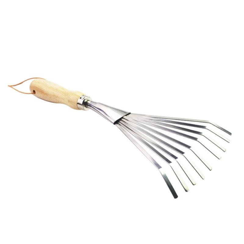 1pcs Stainless Steel Nine-tooth Rake Hay Deciduous Rake Garden Rake Potted Loose Soil Grab Soil Rake Gardening Tools Agriculture