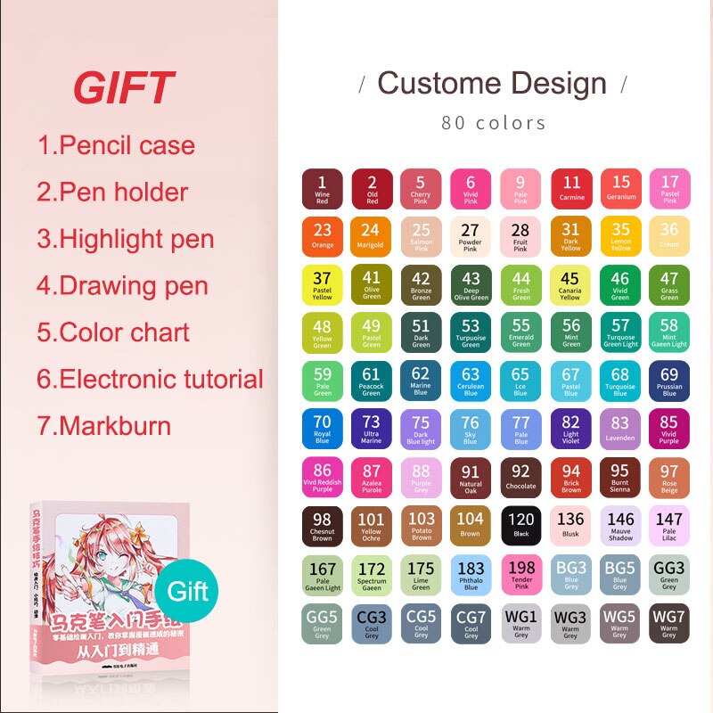 12/24/36/48/60 Colors Dual Tip Fine Liner Art Marker Pens Set Watercolor Drawing Painting Markers Pen Brush Schoo: 80 Color B