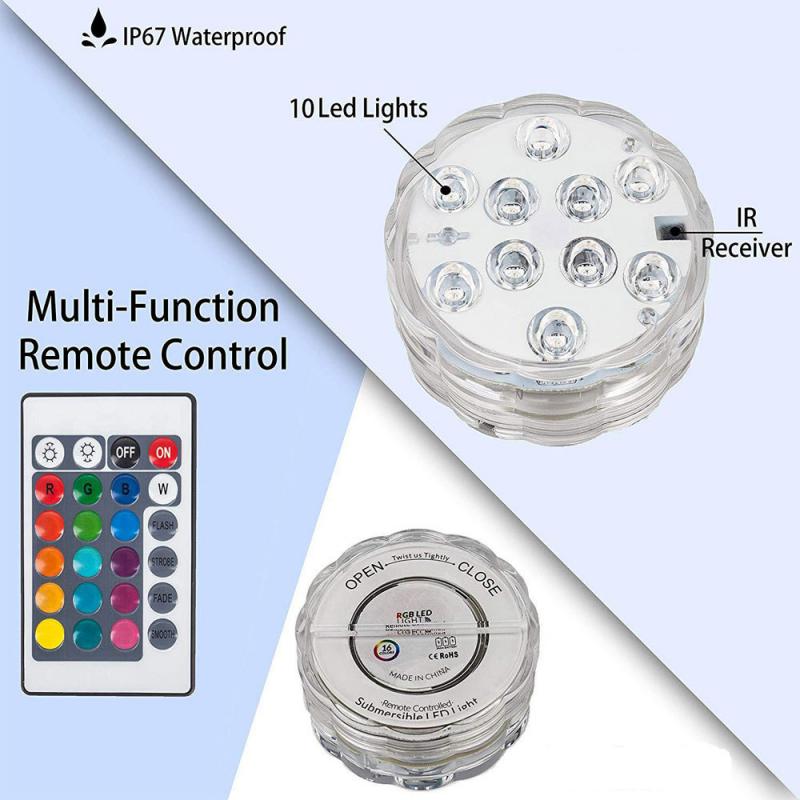 Submersible LED Light Remote Control RGB Diving Lights Underwater Night Lights Outdoor Party Garden Pool Tank Decoration Lamp
