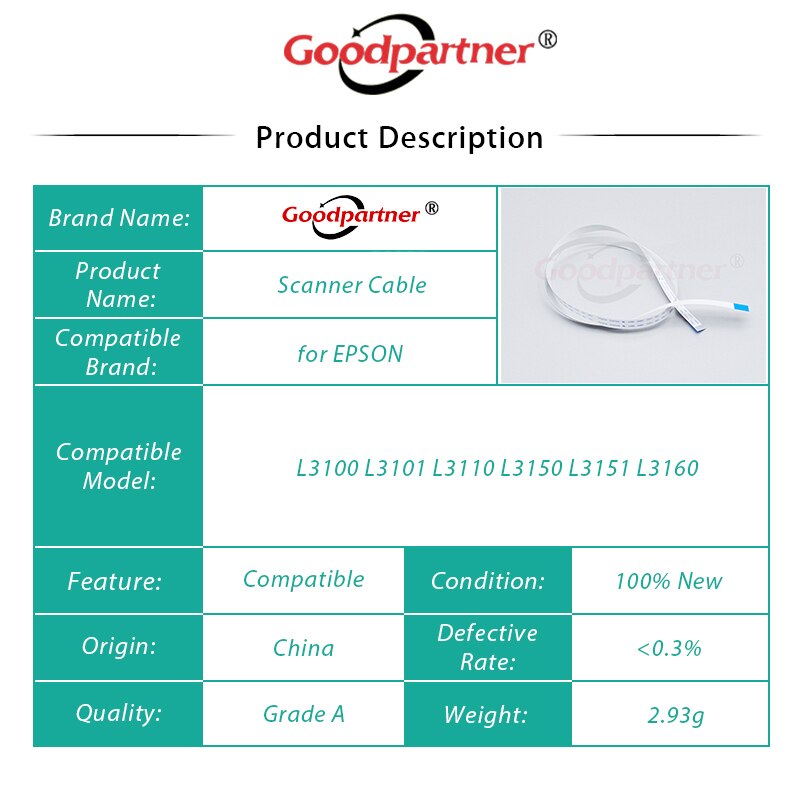 1X Scanner Flat Scan Cable for EPSON L1110 L3100 L3101 L3110 L3115 L3116 L3150 L3151 L3156 L3160 L5190