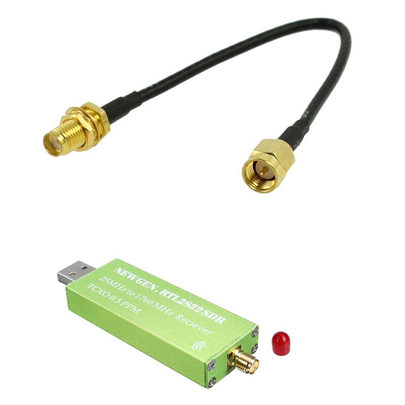 Adaptador de antena Coaxial hembra a macho de Cable SMA negro largo y adaptador USB RTL-SDR RTL2832U + R820T2 + 1Ppm TCXO
