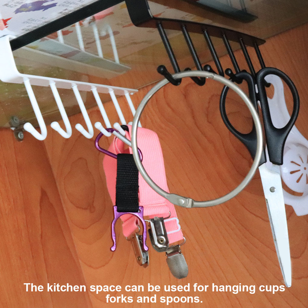 Porte-tasses à 6 crochets sous le meuble, support de tasse à café, cintre sans clous, étagère de rangement à suspendre dans la cuisine