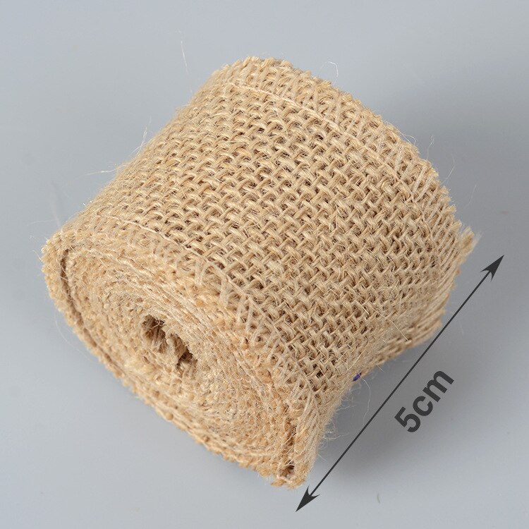 2 meter/rulle jute säckväv band tejp naturlig hampa band gör det själv påse material bröllopsfest dekoration hantverk tillbehör inslagning: 5cm