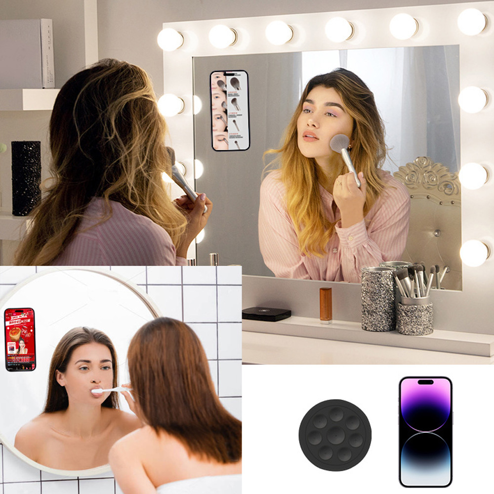 Verbeterde siliconen magnetische zuignap telefoonhouder Mount spiegel douche autotelefoonhoes grip standhouder voor iPhone 16 Pro Max