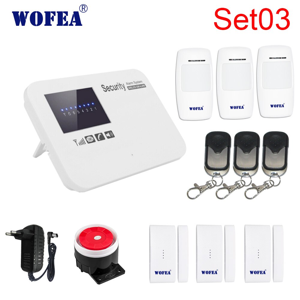 Wofea ios & android app kontrol sikkerhed gsm alarm system relæ kontrol til hjem indbrud alarm alarm zone brand alarm: Sæt 3