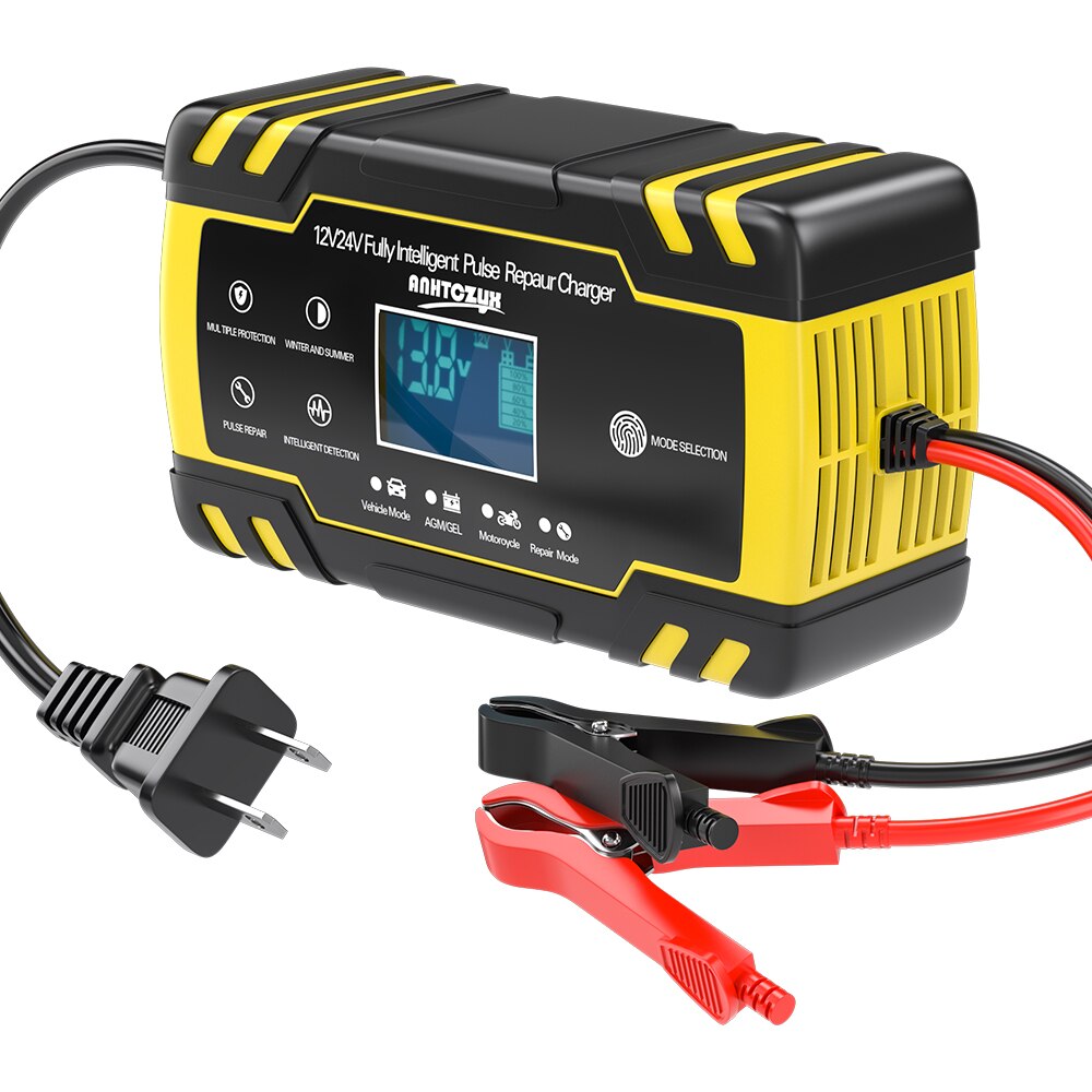 OBD2 24V 4A 12V 8A Full Automatic Car Battery Charger Pulse Repair LCD Display Smart Fast Charge AGM Deep Cycle GEL Lead-Acid