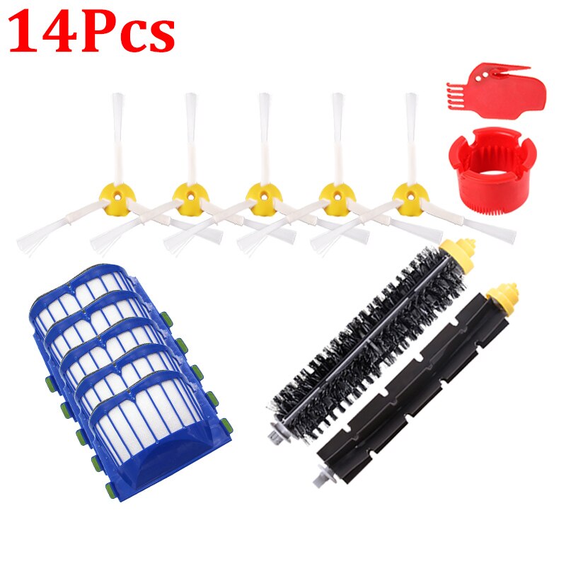 Roller Zijborstel Filter Wiel Voor Irobot Roomba 600 Series 606 610 620 630 650 660 675 676 680 690 stofzuiger Accessoires: HXL004 for 14pcs