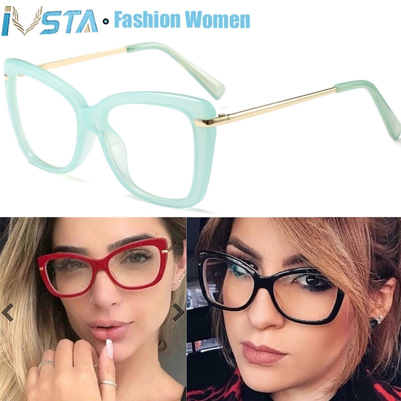 Ivsta Recept Bril Frame Vrouwen Oversized Big Size Red Crystal Clear Brillen Computer Bijziendheid Voor Sight