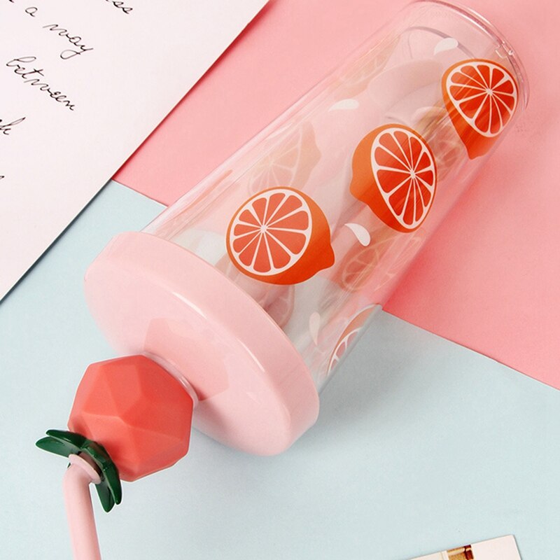Colorful Fruit Mixing Cup Double Layer Transparent Straw Cup Summer Cold Drink Popular Handy Cup