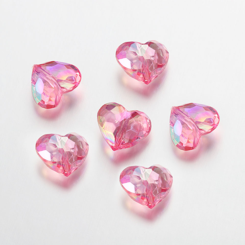 20szt Akrylowe koraliki Love Heart Shiny Mix AB Color Duże kryształowe luźne koraliki dystansowe do naszyjnika Bransoletka Wisiorek Biżuteria: Różowy