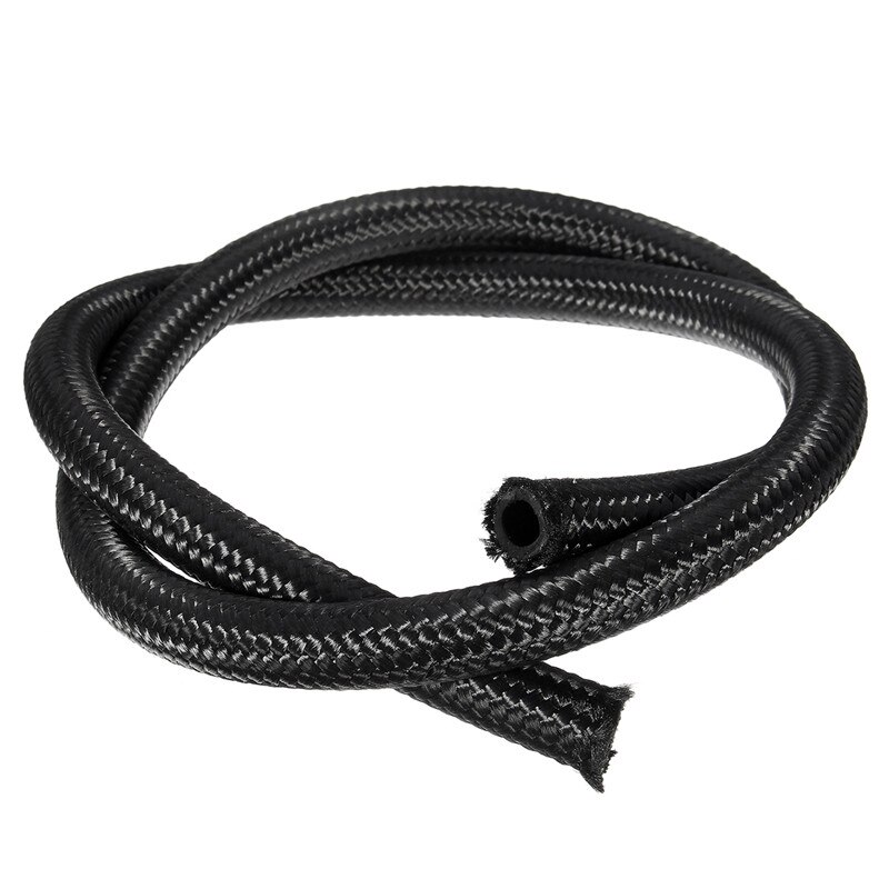 1 Meter Fuel Oil Line AN -6 (8mm) 5/16" Black Nylon Braided Fuel Hose Heat Resistant Handle Most Fuel Inside Diameter 8mm