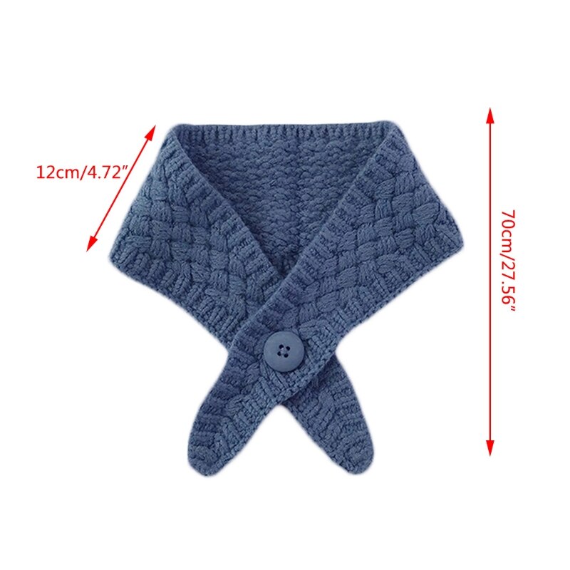 Women Knit Button Scarf Cross False Collar Solid Color Crochet Shawl Wrap Warmer 6XDA