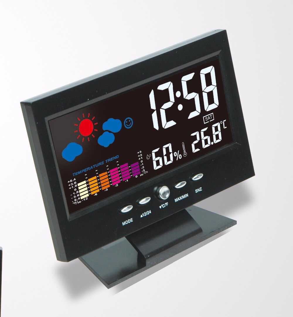 8082T Digital Thermometer Hygrometer Weather Station Alarm Clock Temperature Gauge Colorful LCD Calendar Backlight Timers Car