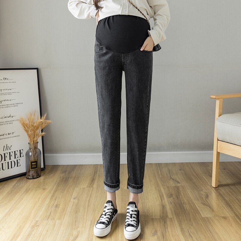 Pantalon en jean élastique pour femme enceinte, ample, baggy, pour loisirs, automne
