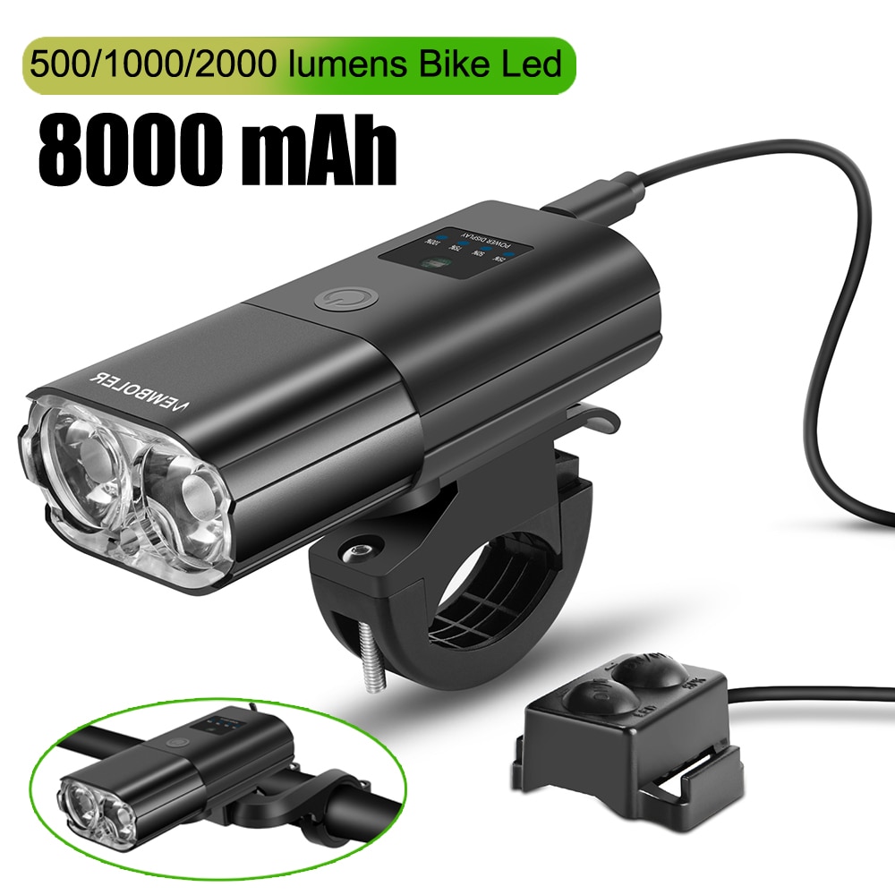 Cykellygte 1000 lumen 4000 mah cykelforlygte powerbank lommelygte styr usb-opladning mtb landevejscykling højdepunkt