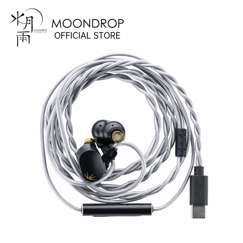 MOONDROP CHU II DSP Fones de ouvido Driver dinâmico de alto desempenho USB-C Monitores intra-auriculares TYPE-C com microfone fone de ouvido
