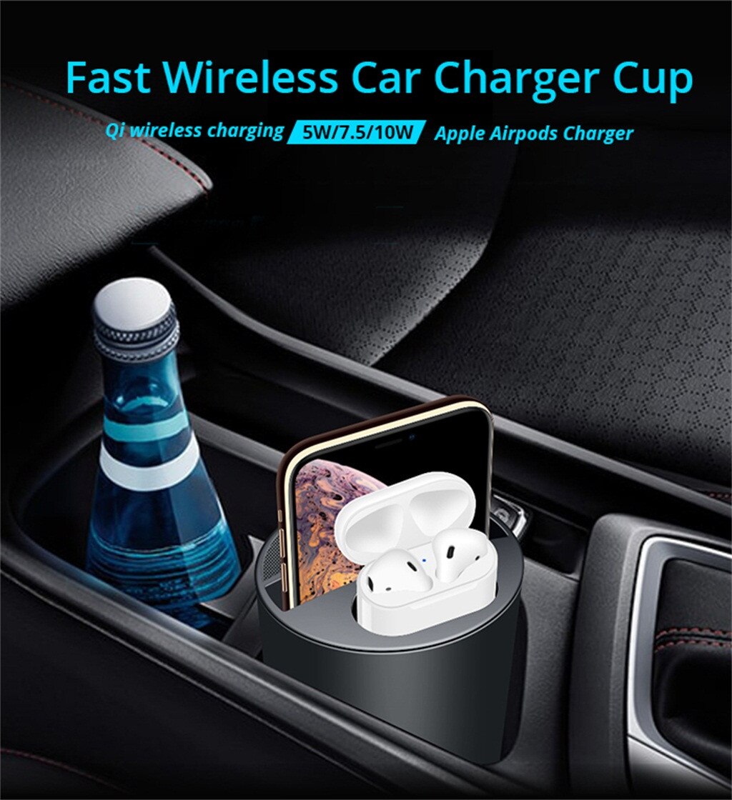Bonola Snelle Draadloze Autolader Cup Voor Samsung S10/S9/S8/Note10 10w Qi Draadloos Opladen auto Cup Telefoon Houder Voor Iphone