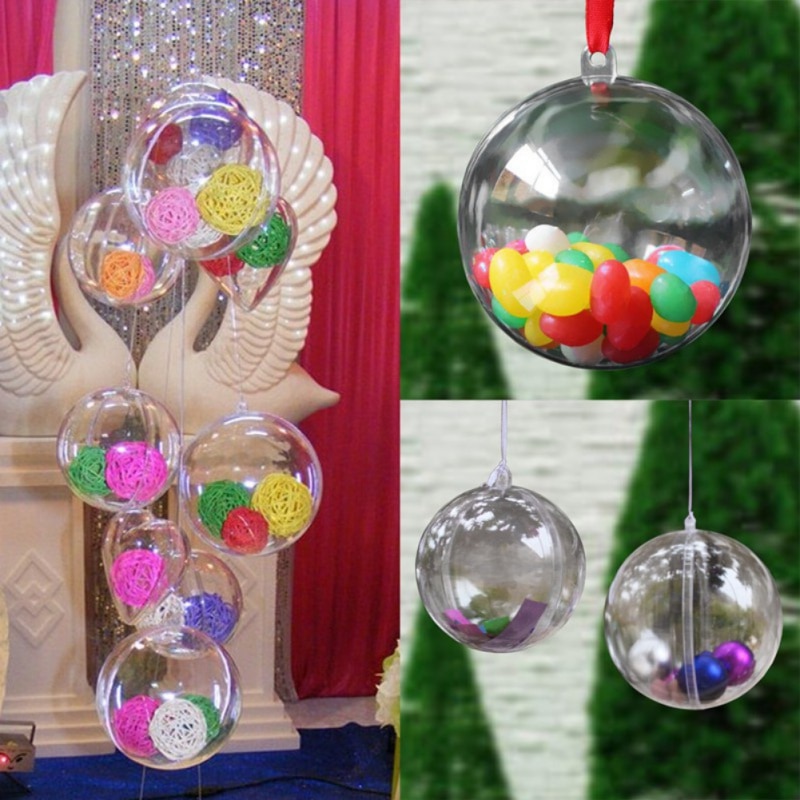 Transparant Acryl Open Plastic Kerstversiering Bal Clear Snuisterij Ornament Huidige Doos Woondecoratie