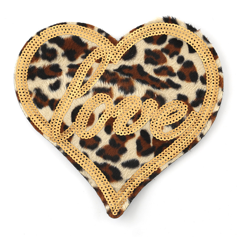 Duoku-tissu de broderie perlé | Nouvelle pâte PET perle, accessoires vêtements haut de gamme, motif léopard, lettre couronne amour