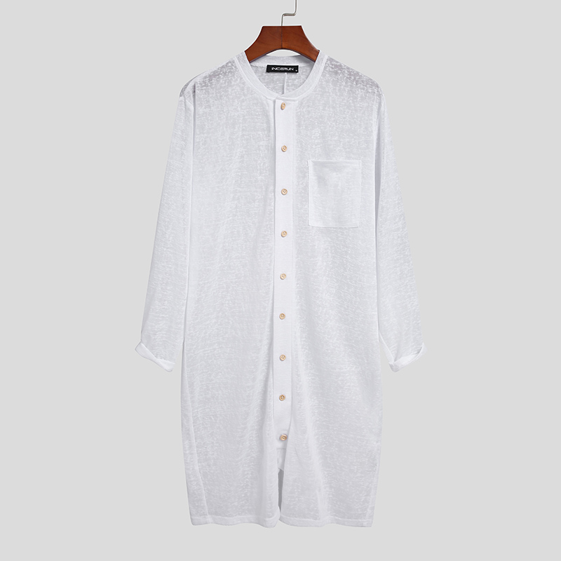 Macacão masculino de manga longa, pijama de cor sólida, macacão botão, roupa de casa confortável, respirável, macacão fino para homens, roupa de dormir: White / 5XL