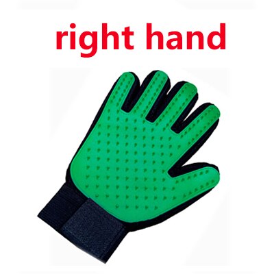 Guante para mascotas, guante para el cuidado del gato, guantes para Cepillar el pelo del gato, peine para perros para gatos, cepillo de masaje limpio para quitar el pelo: right Green