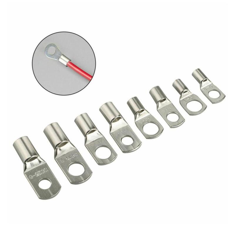 140PCS/SET SC25-6 25-8 25-10 25-12 Copper Cable Lug Kit Cable Lugs Nose Hole Terminals Battery Copper Bolt Connector Tinned U5E6