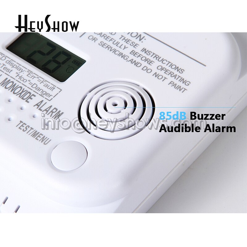 Wall-mounted CO Carbon Monoxide Alarm Detector LCD Digital For Home Security Independent Sensor Safety