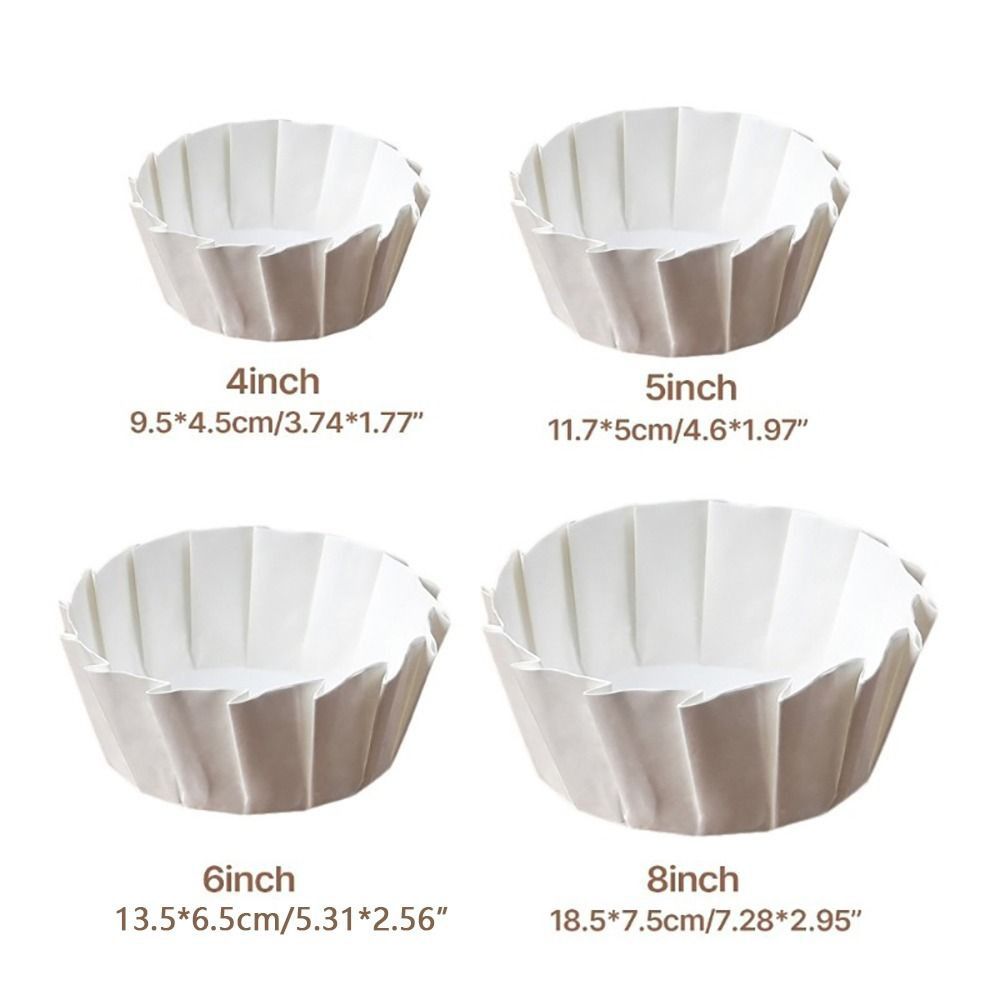 50 stk. 4/6/8- tommers bakepapir, engangs, oljebestandig kakeinnpakning, sammenleggbar cupcake-innlegg, bakeform, baskisk kakepapir, kakeformpapir