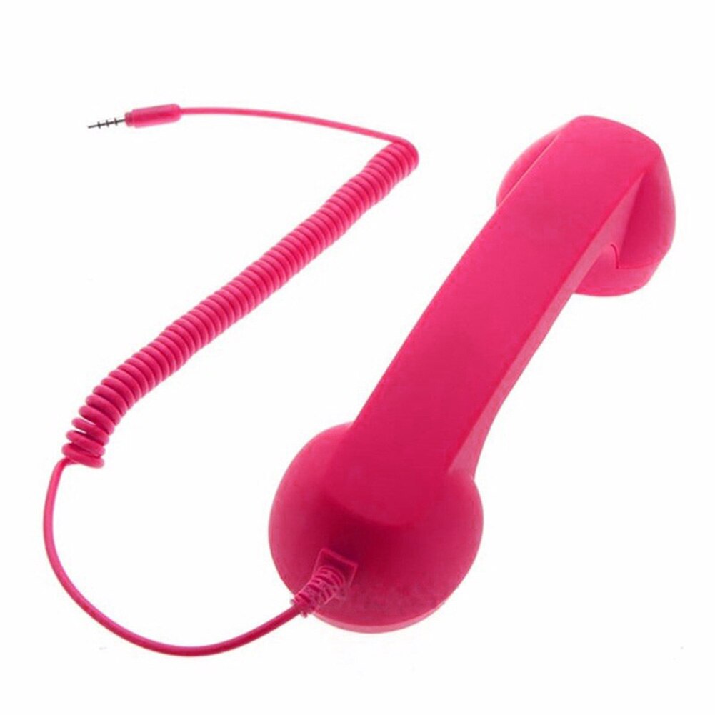 Mobile Phone Telephone Receivers Handset Earphone Retro Telephones Receiver For 3.5mm Interface Cellphone: Rose Red