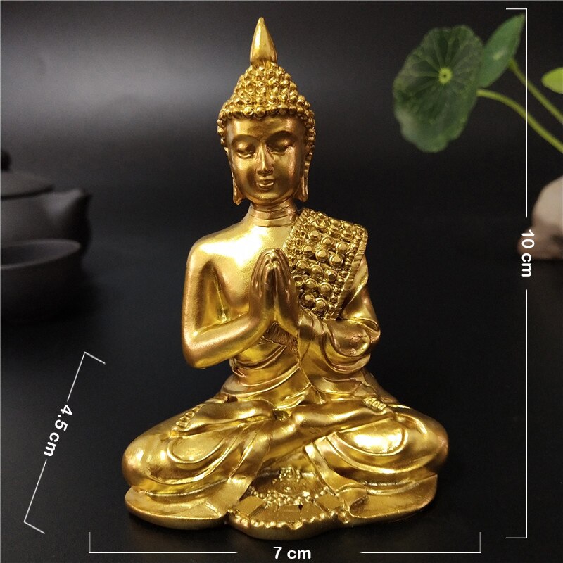 Statue de bouddha en or thaïlandais feng shui, Sculpture de méditation, en résine, artisanat, décoration de jardin pour la maison: Default Title