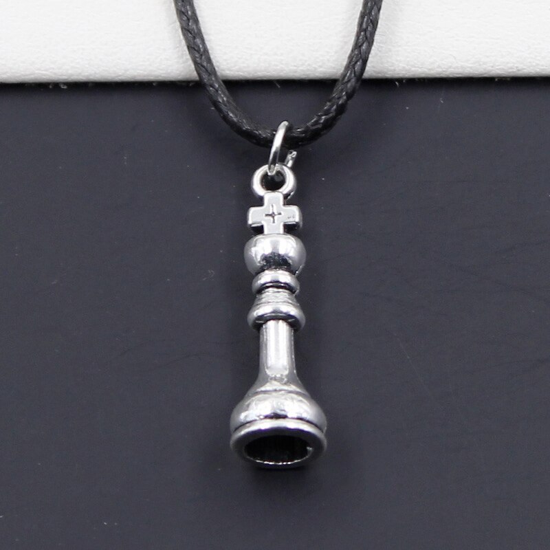 Nuovo Nero del Cavo di Cuoio Del Choker Re Degli Scacchi Queen Rook Cavaliere Vescovo Pegno di Fascino FAI DA TE Collana Del Pendente Tibetano Dropshipping: king 27x8mm