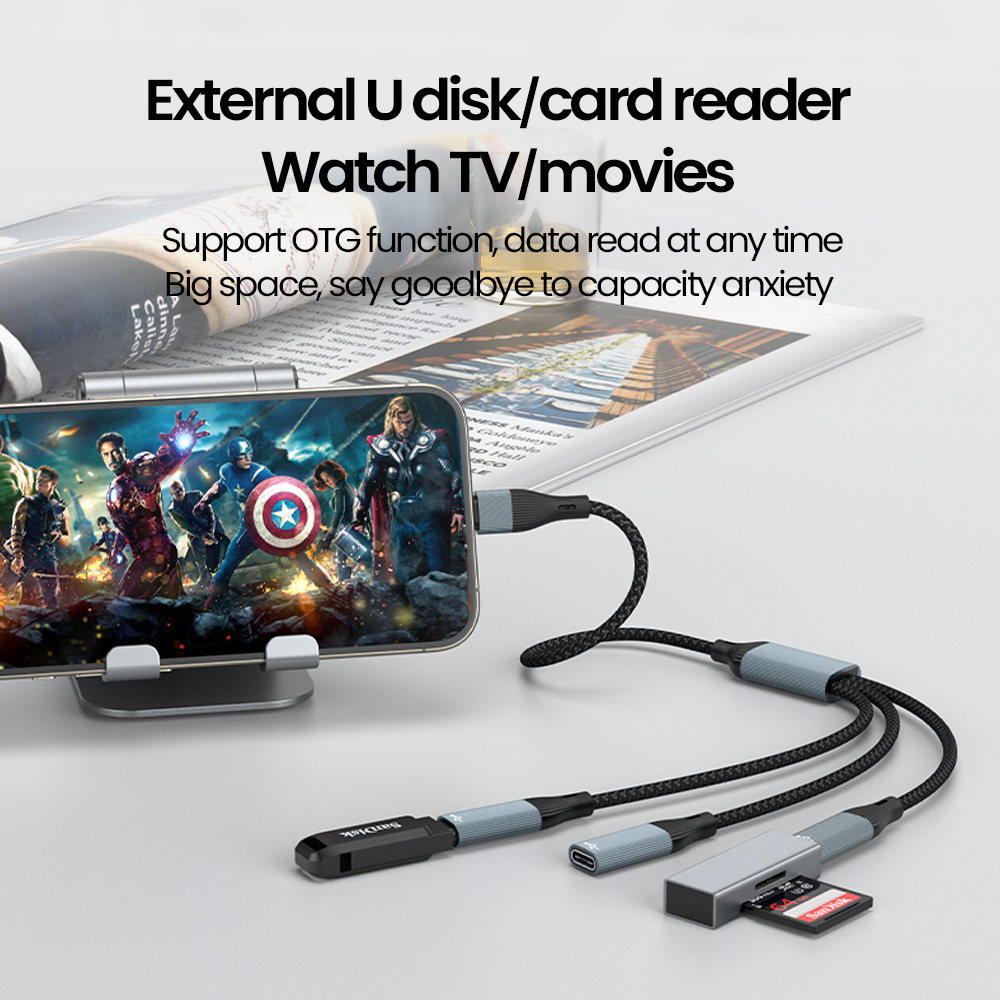 USB Type C HUB Meerdere splitteradapter OTG-gegevensoverdracht 3/2 poort USB Power Oplaadhub Kabelconnectoradapter