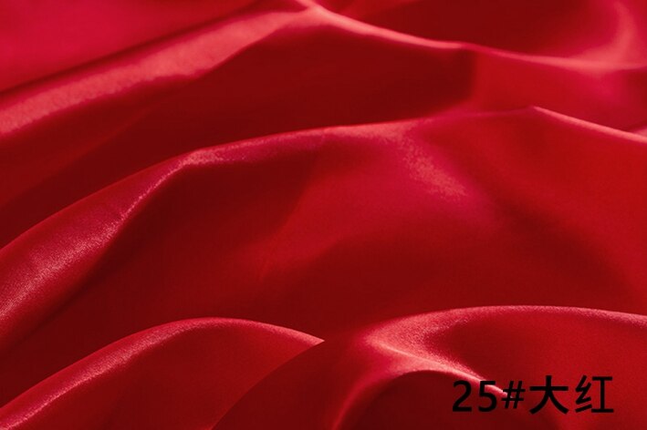 Tela de satén 100% poliéster por metros para coser vestidos, decoración para de boda, accesorios de tela para el hogar, T105: 25 red / 100x150cm(1 meters