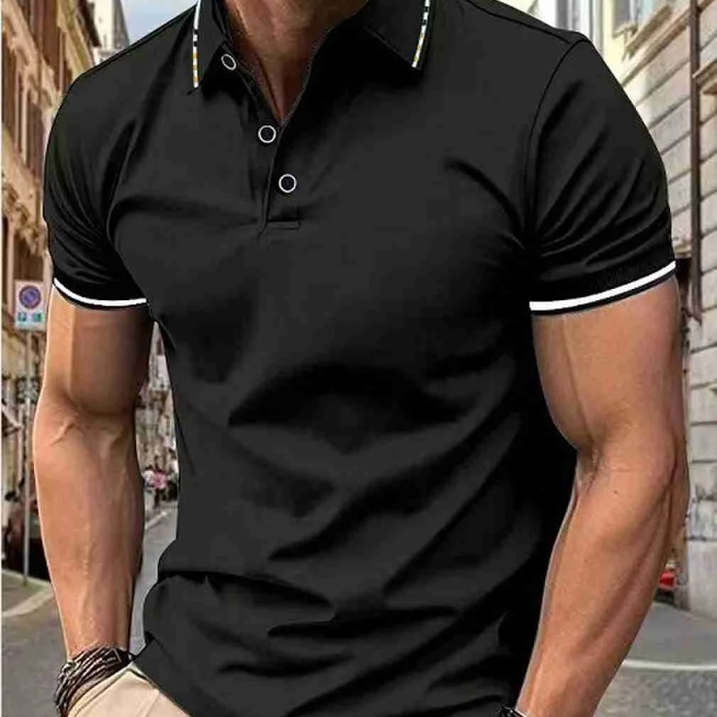Polo d'été décontracté à manches courtes pour hommes, T-shirt à revers de couleur, à la