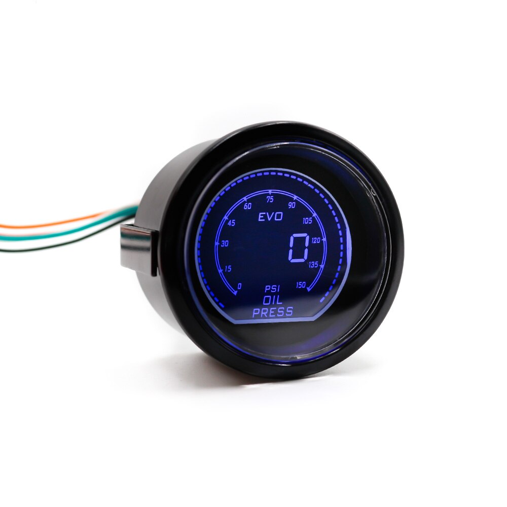 Oil press gauge 52mm 2inch EVO LCD Red/Blue Led 0-150 PSI Oil Pressure Gauge With Sensor Smoke Lens Car meter YC101033