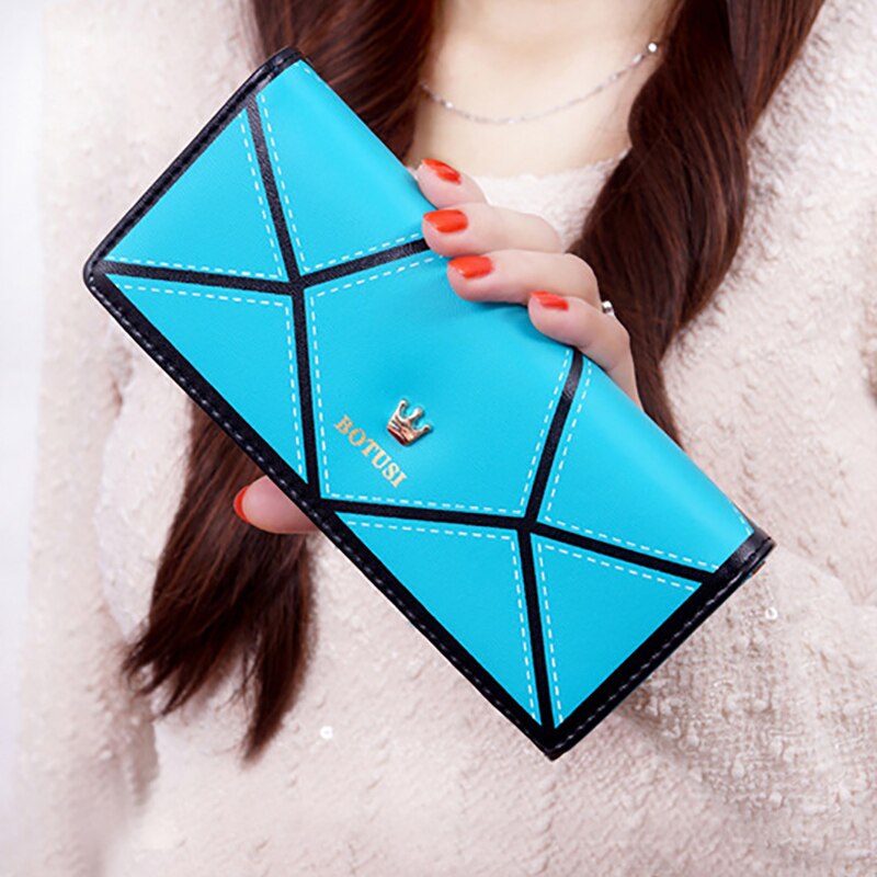 Marka markowa skóra ekologiczna portfele damskie geometria długa standardowa torebka damska torebka moda portfel z saszetką na karty gorący Carteira