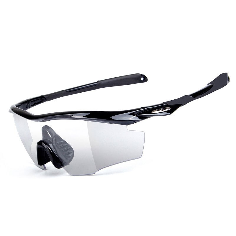 5 unids/set fotocromáticos gafas ciclismo bicicleta gafas hombres mujeres al aire libre deporte MTB gafas de sol gafas de Marco miopía: Black